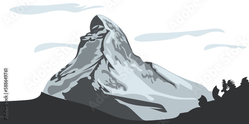 Matterhorn Mountain Isolated Illustration