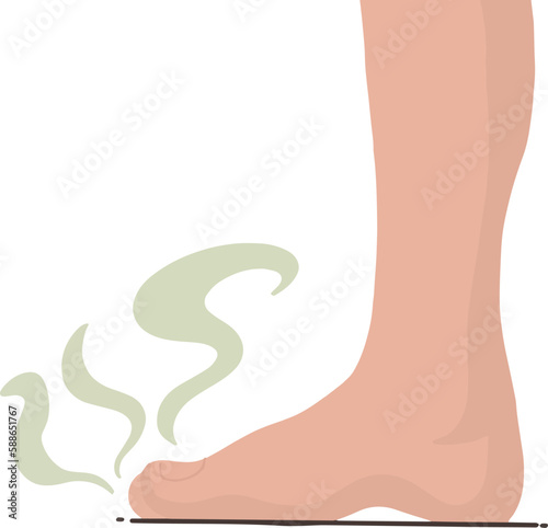 Vector of stinky foot smell not good foot body odor illustration