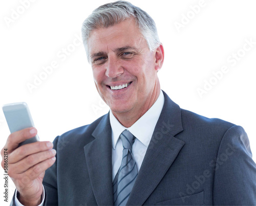 Smiling businessman using his smartphone © vectorfusionart