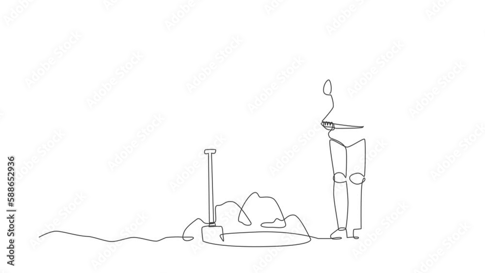 Self drawing animation of single line draw robot standing holding big diamond. Future technology development. Artificial intelligence machine learning processes. Continuous line. Full length animated Self drawing animation of single line draw robot standing holding big diamond. Future technology development. Artificial intelligence machine learning processes. Continuous line. Full length animated