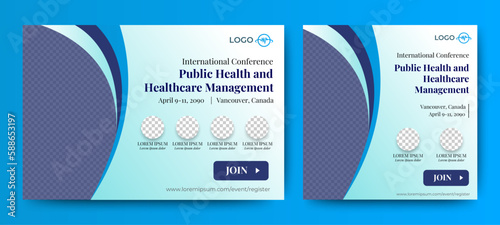 Medical Health Conference live webinar banner invitation and social media post template. Healthcare webinar invitation design.