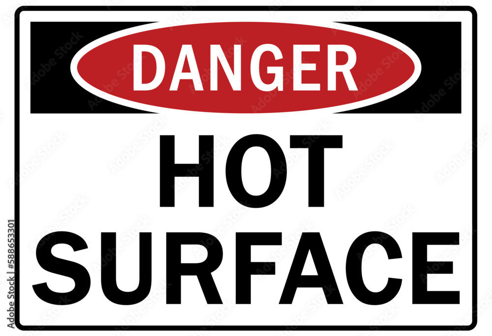 Hot warning sign and labels hot surface