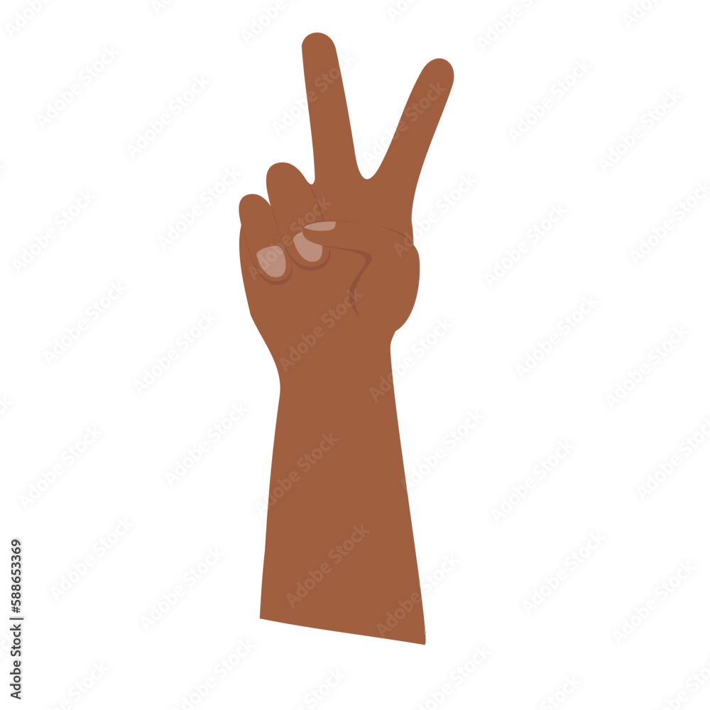 Peace symbol from finger African hand. Peace arm isolated on white background Peace symbol from finger African hand. Peace arm isolated on white background