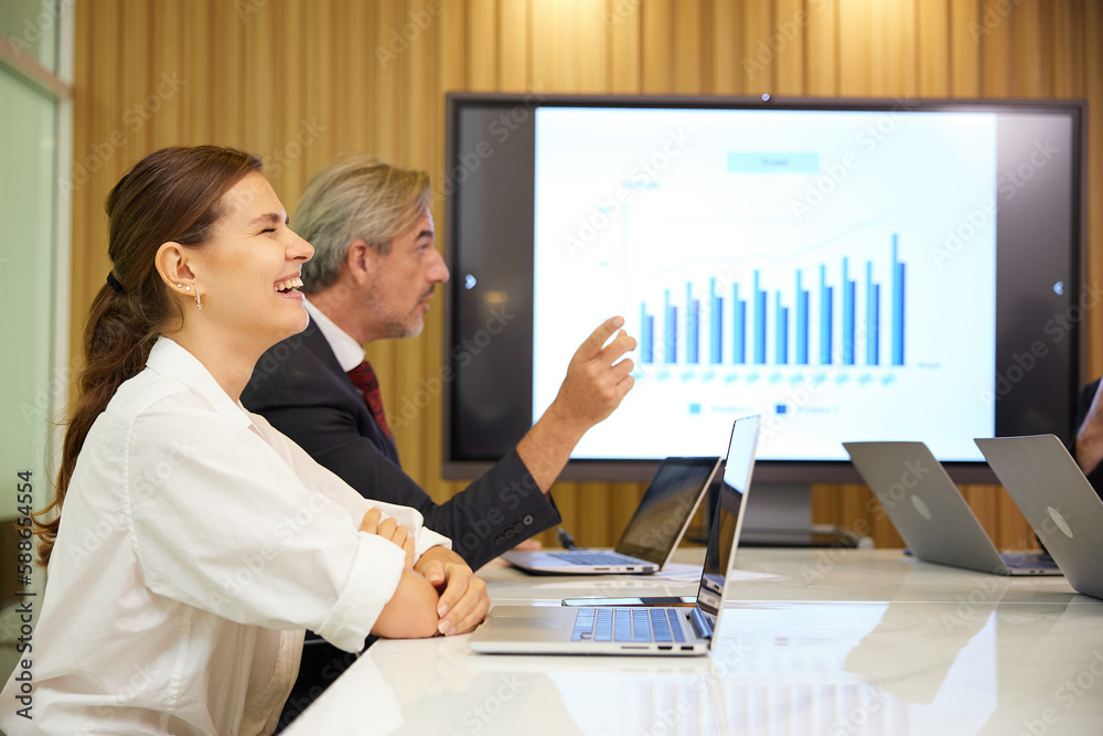 businesswoman meeting and looking to something in conference room