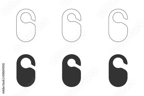 Set of blank door hangers or closet dividers templates. Gardrobe organizer or door handle tag mockups. Do not disturb, please knock or keep silence paper labels. Vector illustration