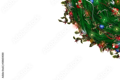 Festive christmas wreath with lights