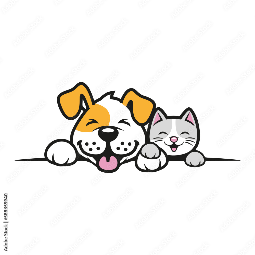 a funny, cute and smart dog illustration logo a funny, cute and smart dog illustration logo