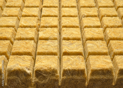 Top view of Rockwool for plantation balancing moisture and oxygen photo