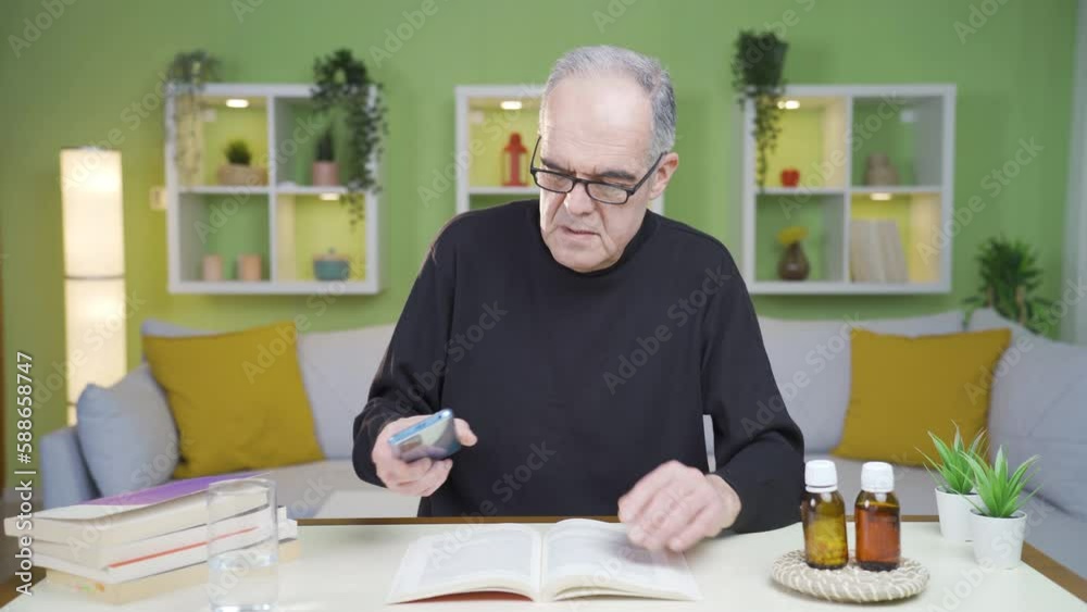 The old man talking on the phone starts to cry because of the bad news. The old man talking on the phone starts to cry because of the bad news.