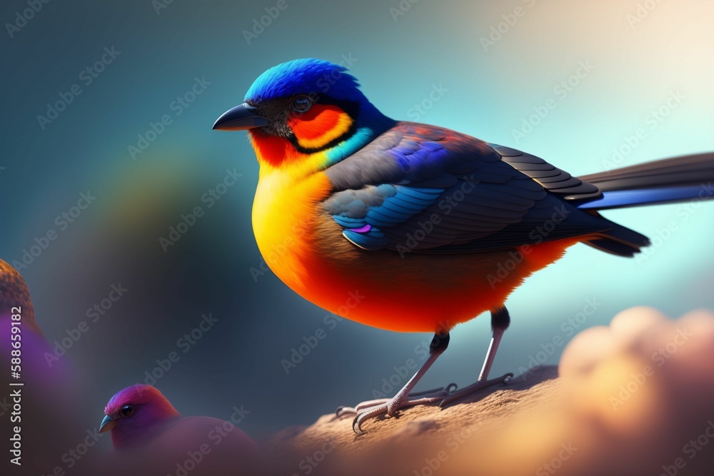 Fototapeta premium a mixed media painting of a bird. Generative AI