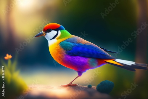 a mixed media painting of a bird. Generative AI © Raccoon Stock AI