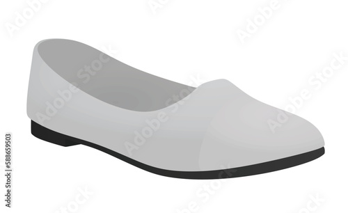 Grey flat heel shoe. vector illustration