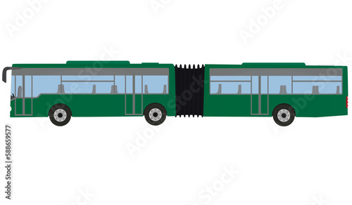 Green double bus. vector illustration