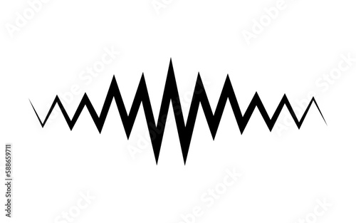 ギザギザした音の波形アイコン、シンプル・モノクロ