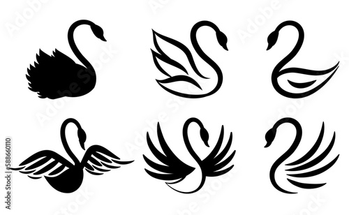 set silhouette swan logo