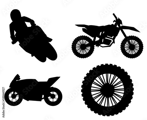 motorcycle silhouette set