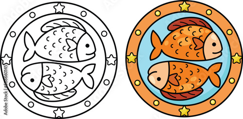 Pisces sign zodiac vector illustration