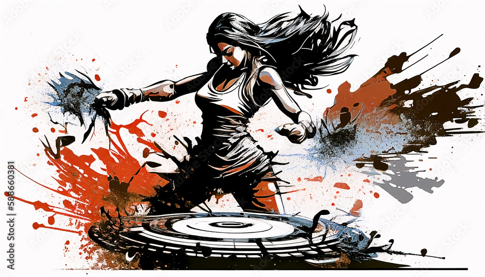illustration of Disc jockey, DJ perform. AI generative
illustration of Disc jockey, DJ perform. AI generative