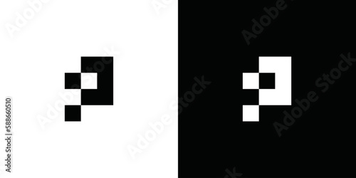 inisial huruf p piksel logo persegi desain vektor ilustrasi template