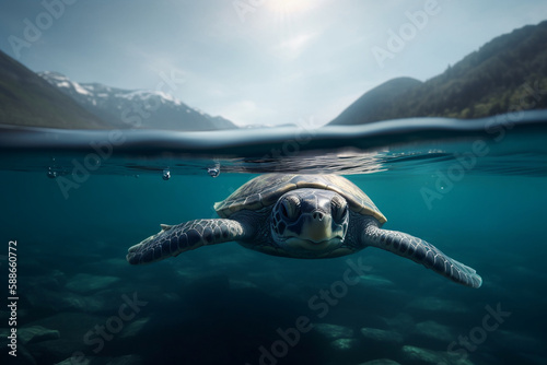 Sea turtles are marine reptiles that are well adapted for life in the ocean. There are seven species of sea turtles: the loggerhead photo