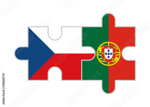 puzzle pieces of south czech republic and portugal flags. vector illustration isolated on white background