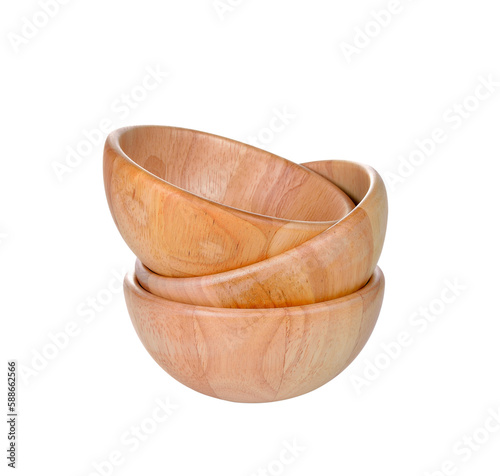 Wooden bowl isolated on transparent png