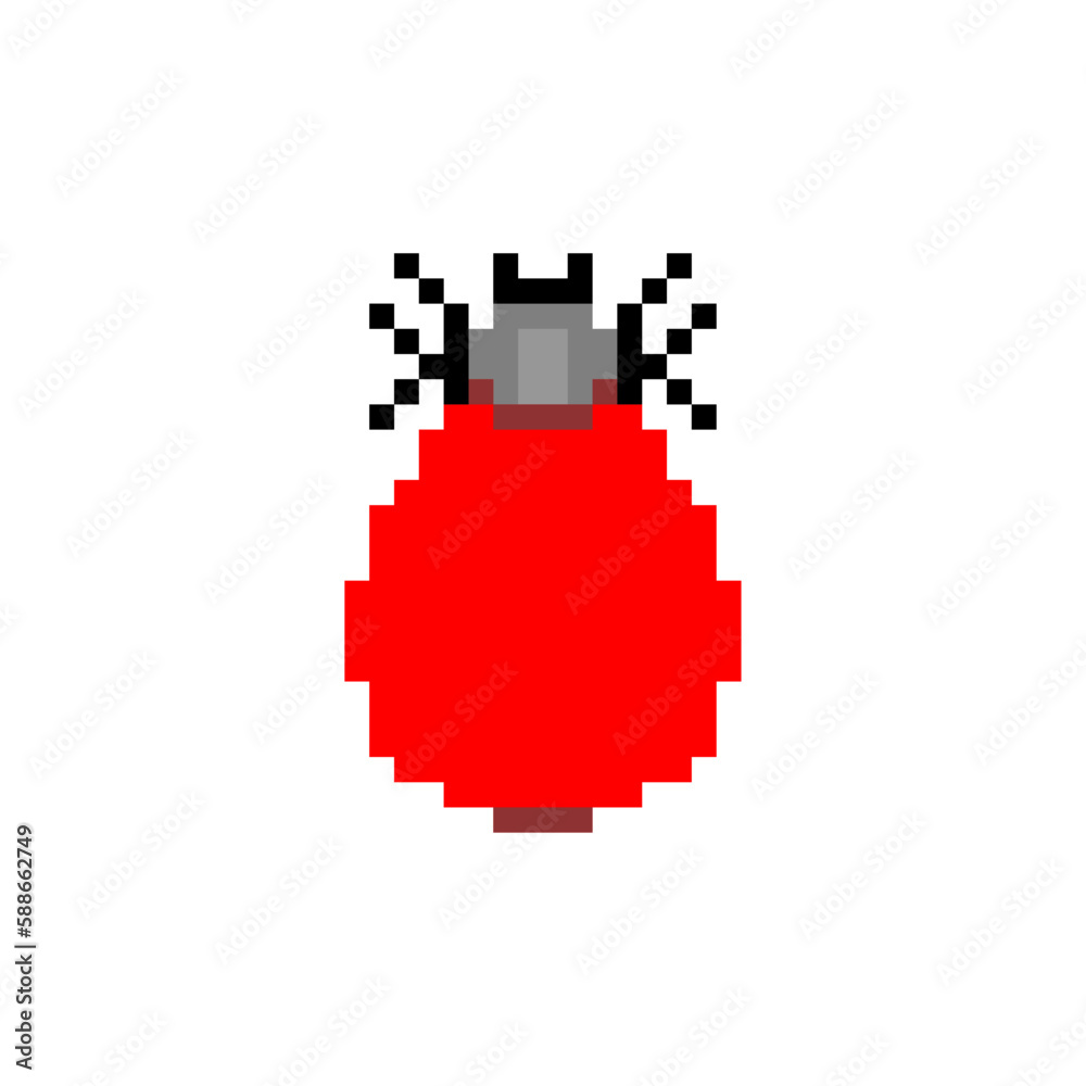 Obraz premium Mite pixel art. 8 bit Encephalitic red tick pixelated.