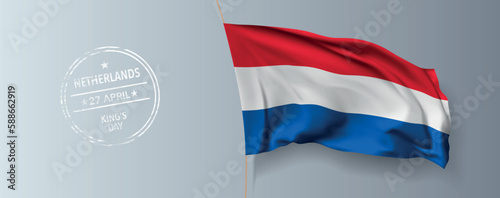 Free Download Netherlands king's day greeting card, banner with template text vector illustration - GFXLoad