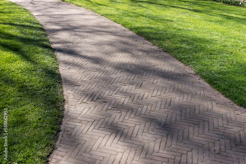 Paved walkway through the park