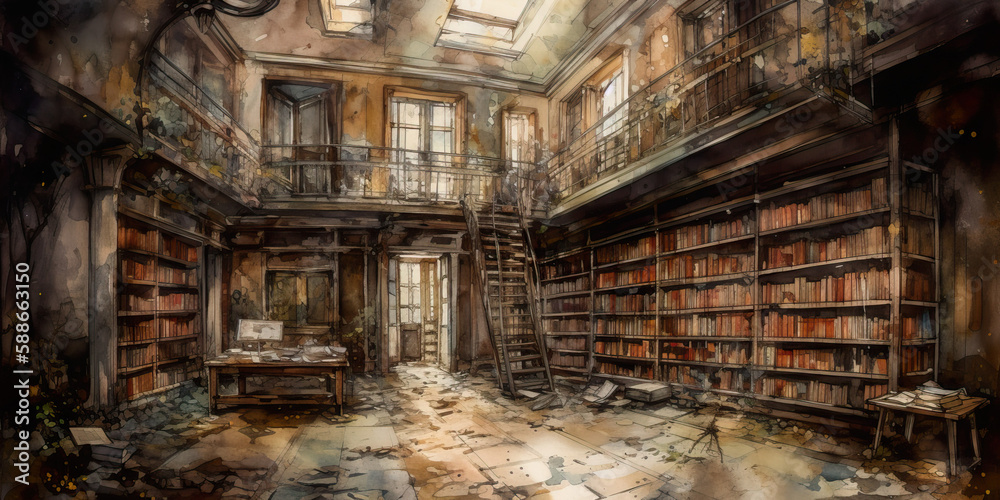 painting of a rustic old building, Generative AI painting of a rustic old building, Generative AI