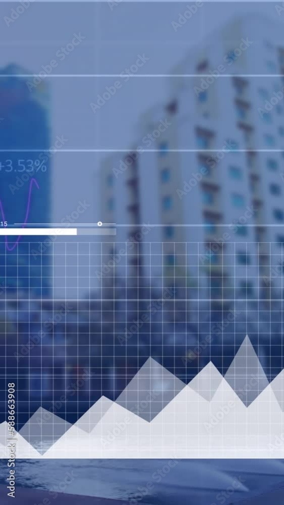 Animation of data processing over cityscape Animation of data processing over cityscape