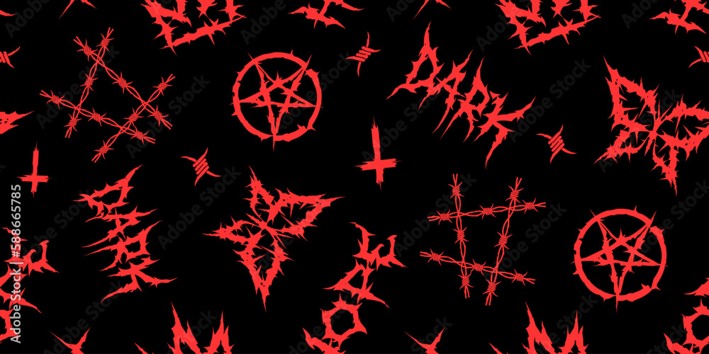 Vintage Gothic Punk Y2k Vector Seamless Pattern Gothic Punk Concept vintage-gothic-punk-y2k-vector-seamless-pattern-gothic-punk-concept
