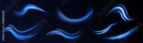 Light blue Twirl. Curve light effect of blue line. Luminous blue circle.