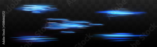 Abstract blue wavy line of light with a transparent background, isolated and easy to edit. Vector Illustration © Vitalii