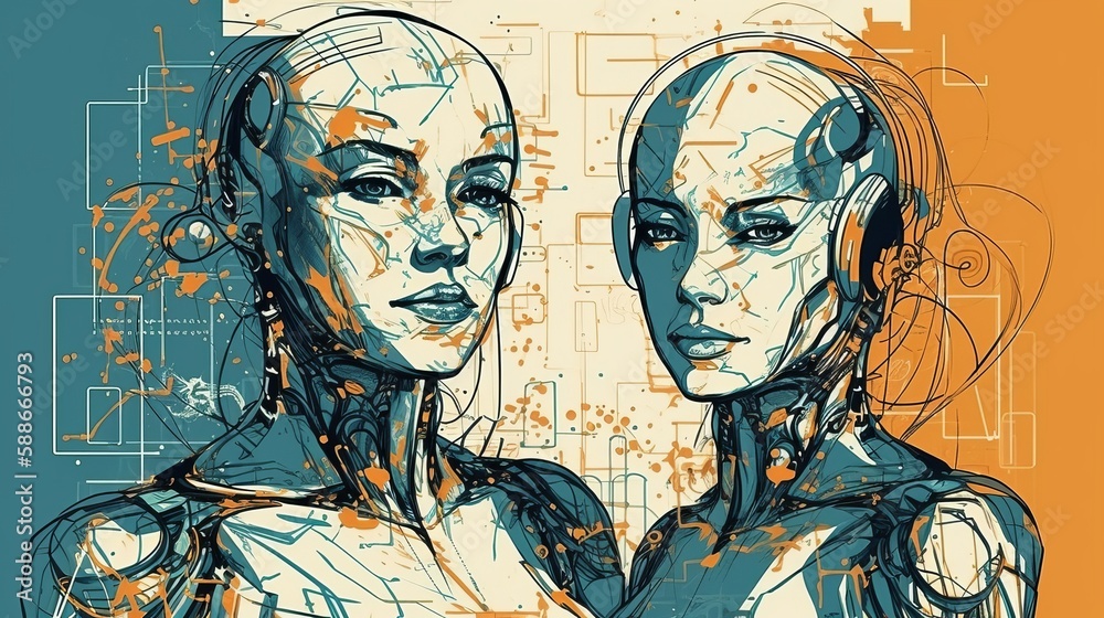 Figure bionic face Generative AI