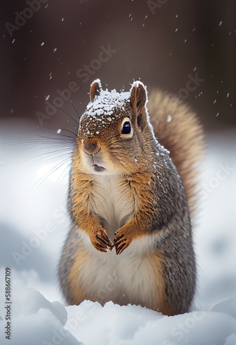Squirrel in the snow, generative ai © Sascha