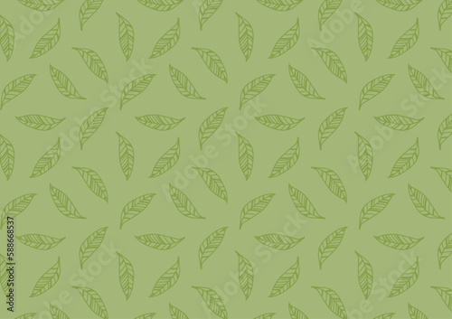 Green tea pattern wallpaper. Green tea doodle vector. Matcha pattern.