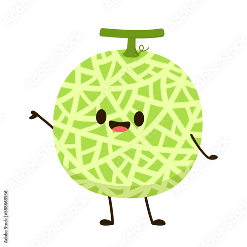 Melon character design. melon on white background. Melon vector.