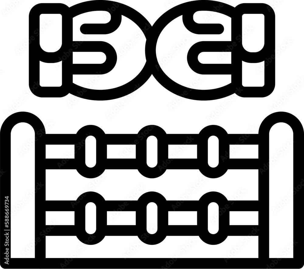 Boxing arena icon outline vector. Fight club. Sport bag Boxing arena icon outline vector. Fight club. Sport bag
