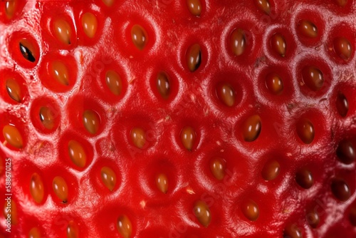 Macro texture of strawberry Generative AI