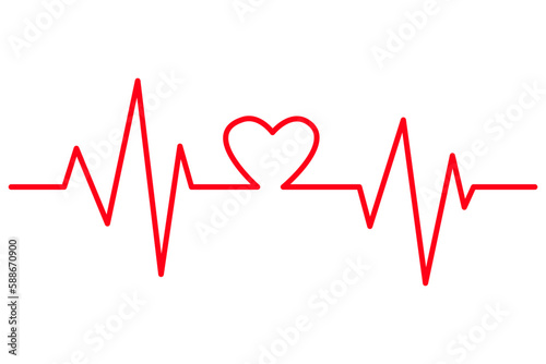 Heartbeat Cardiogram Medical Background Illustration Heart Beat Pulse Wave Hospital Wallpaper EKG ECG Electrocardiogram Pulse Signal Design Love Valentine’s Day Red Line Vector Illustration PNG 