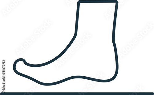 Flat Foot line icon. Monochrome simple Flat Foot outline icon for templates, web design and infographics