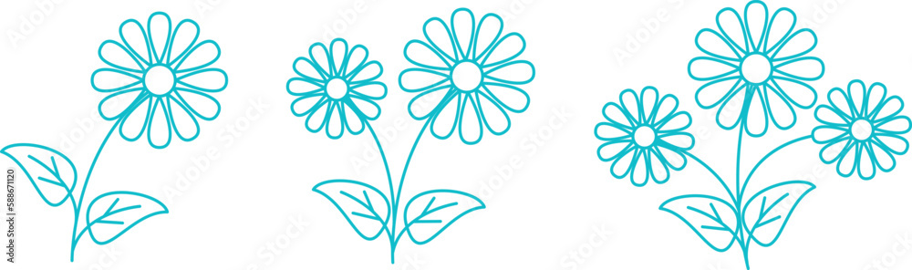 spring daisies and flowers, vector plants