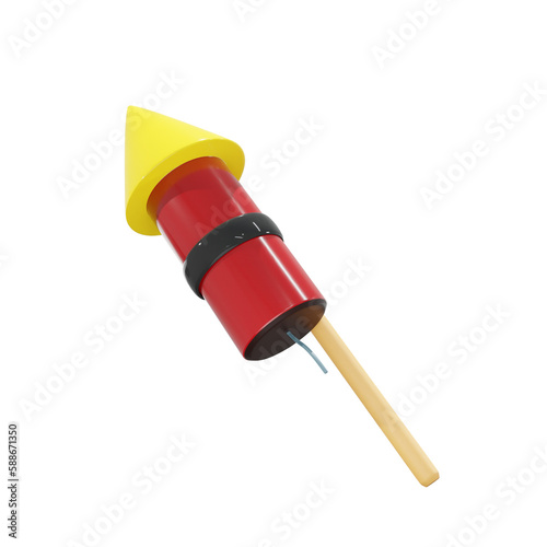 Red Yellow Stick Fireworks, Property, birthday, party, for mockup template, Premium Quality, PNG, decoration,  3d, illustration, view render, hd, alpha background, format, new year