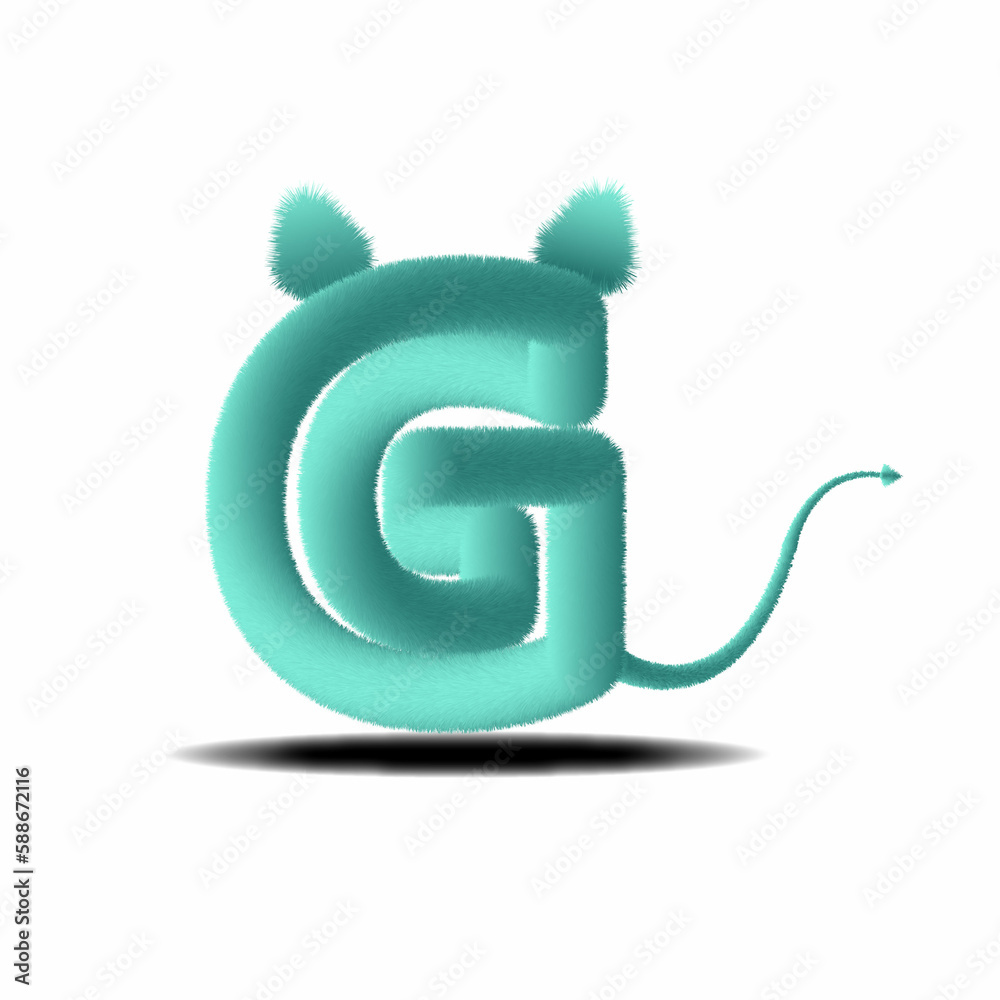 Fototapeta premium new e mail address symbol, latter logo with animal effect, tale and ears 