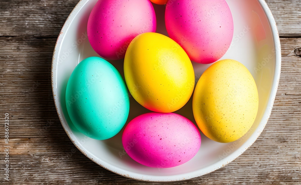 Easter Background Illustration, Colorful Easter Egg Closeup, Generated with AI Easter Background Illustration, Colorful Easter Egg Closeup, Generated with AI