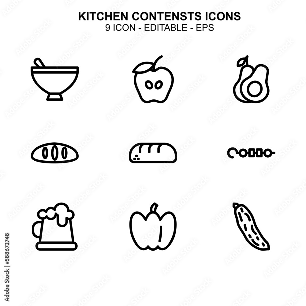 kitchen contents icon or logo isolated sign symbol vector illustration - Collection of high quality black style vector icons 

