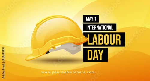 International labour Day May 1 Banner With Safety Helmet Illustration Concept