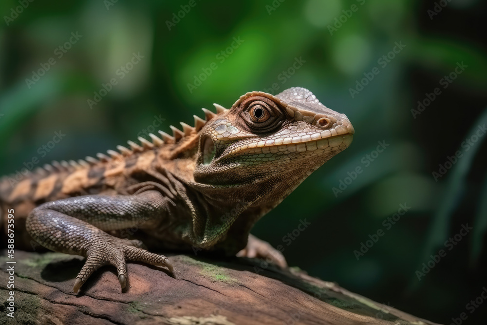 Beautiful portrait of rare lizard from Costa Rica.