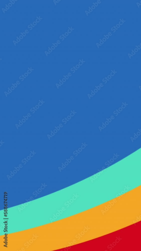 Animation of man talking over colourful shapes